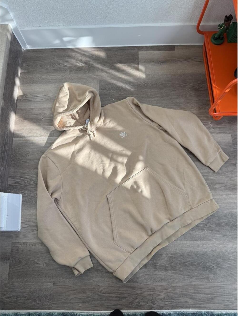 Adidas Men's Cream Tan Hoodie XL Athleisure Sweatshirt